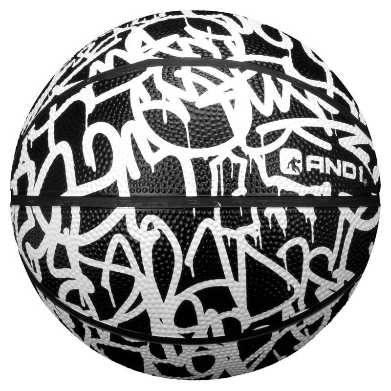 AND1 Mini Basketball Set for Kids (Deflated w/ Pump Included): - 3 Pack of Premium Youth Size Basketballs, Easy to Grip, Shoot & Dribble, Made for Indoors and Outdoors, Graffiti - Image 4